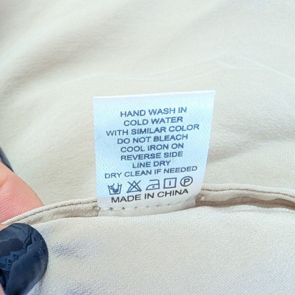 Quince Midi Silk Skirt Womens L Cream/Beige A-line Pull On - Picture 8 of 8